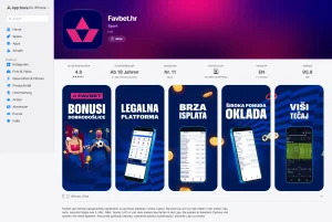 Kartenseite der FAVBET-Anwendung mit Namen und Anwendungssymbol im mobilen Store